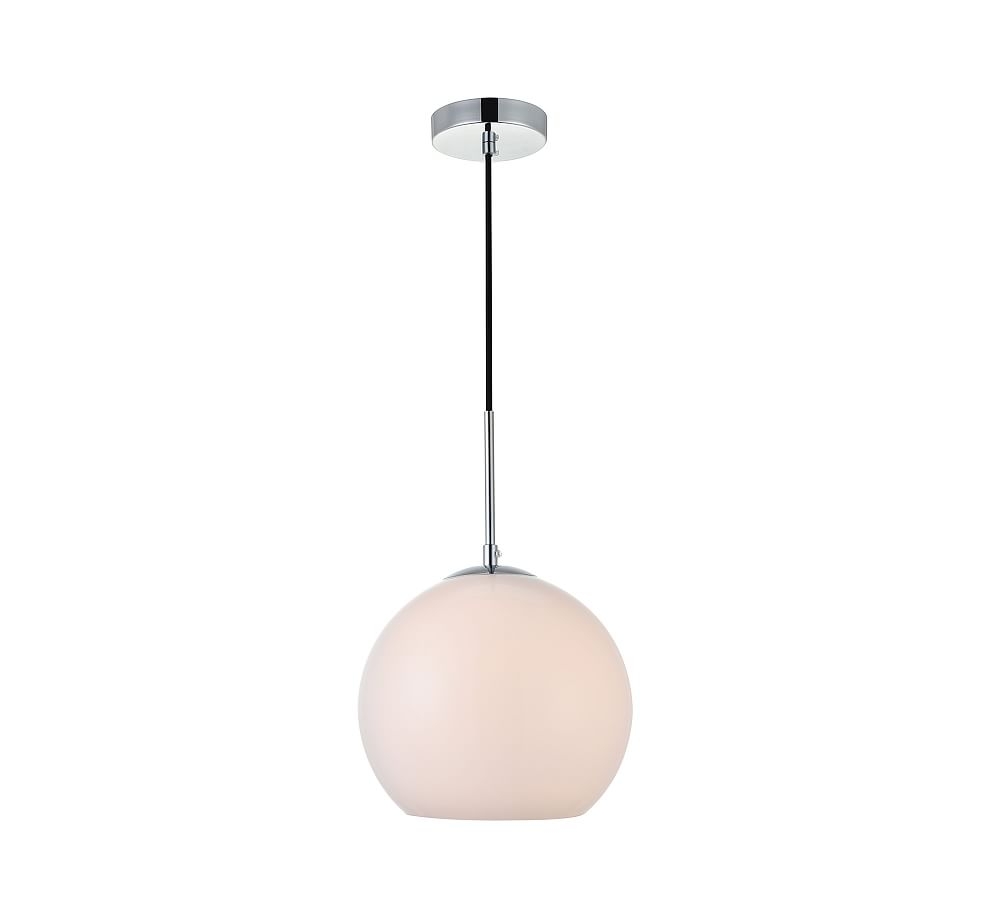 Makenna Glass Globe Pendant, 10", Chrome with Frosted White Glass - Image 0