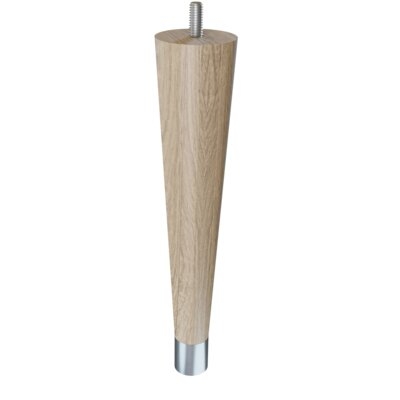 6" Round Tapered White Oak Leg With 1" Brushed Aluminum Ferrule And Clear Coat Finish (Pack Of 4) - Image 0