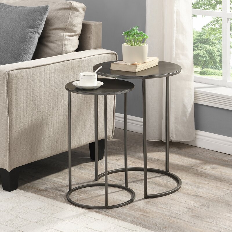 Nesting End Tables Set of 2, Gunmetal - Image 1