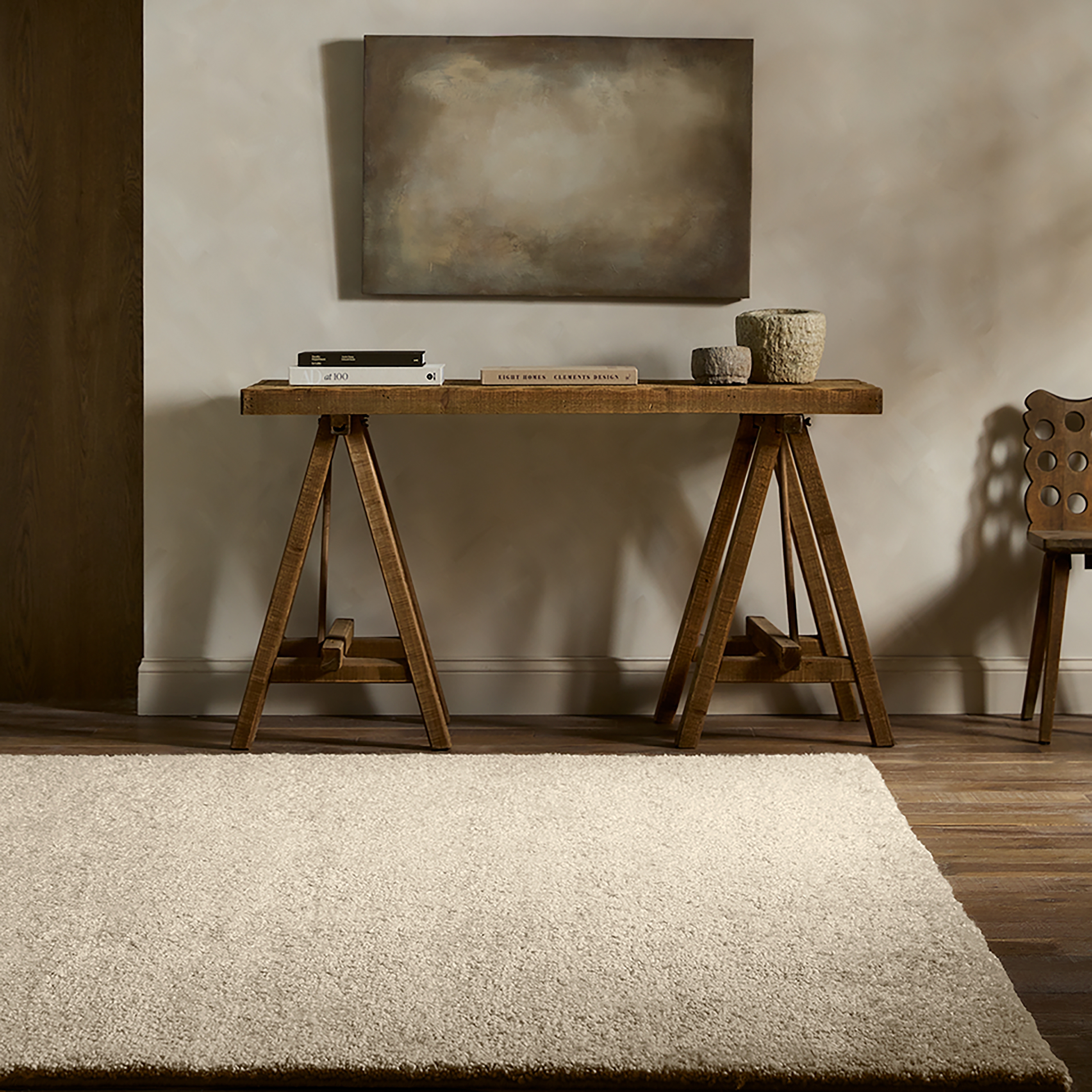 Lynelle AUL02 Handknotted Solid Tan Area Rug (6'x9') - Image 6