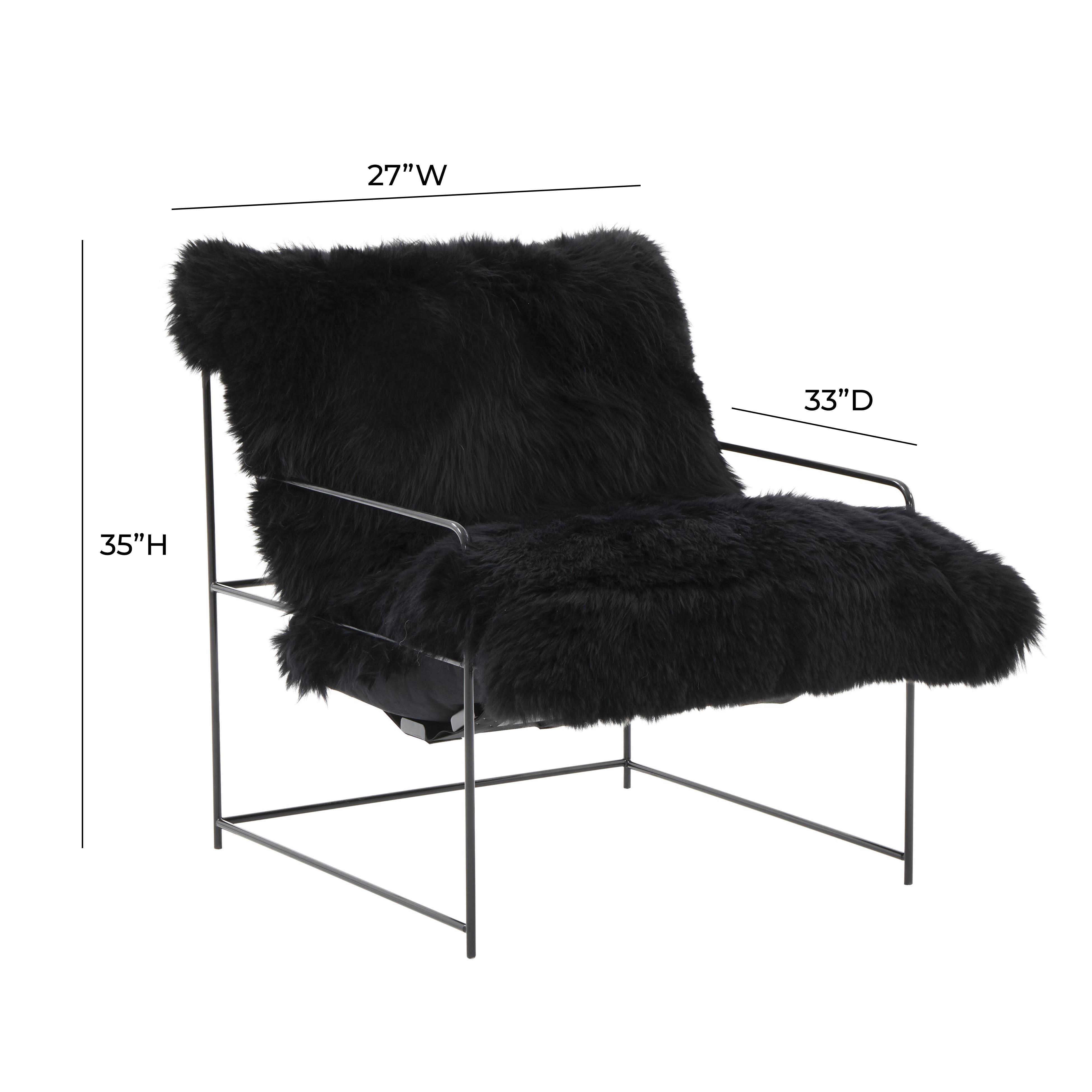 Kimi Black Genuine Sheepskin Chair - Image 5