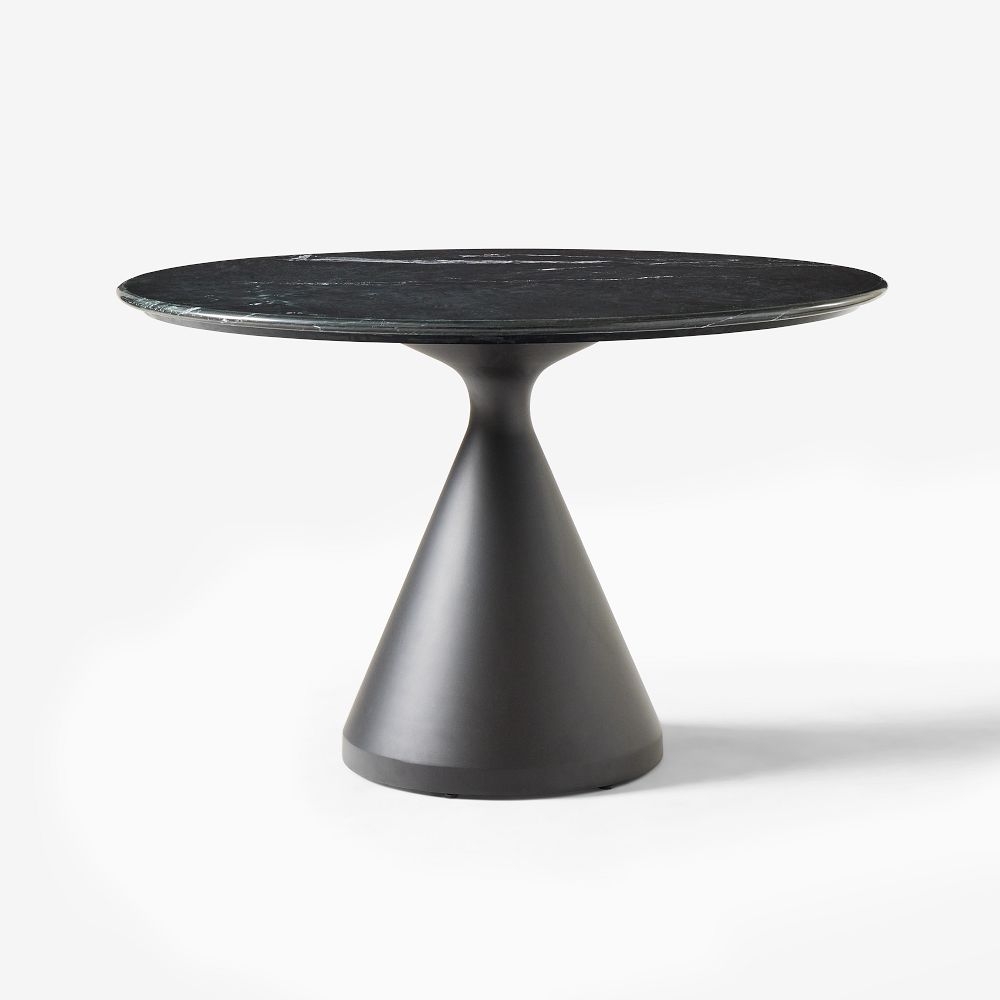 Silhouette 48" Dining Table, Black Marble, Dark Bronze - Image 0