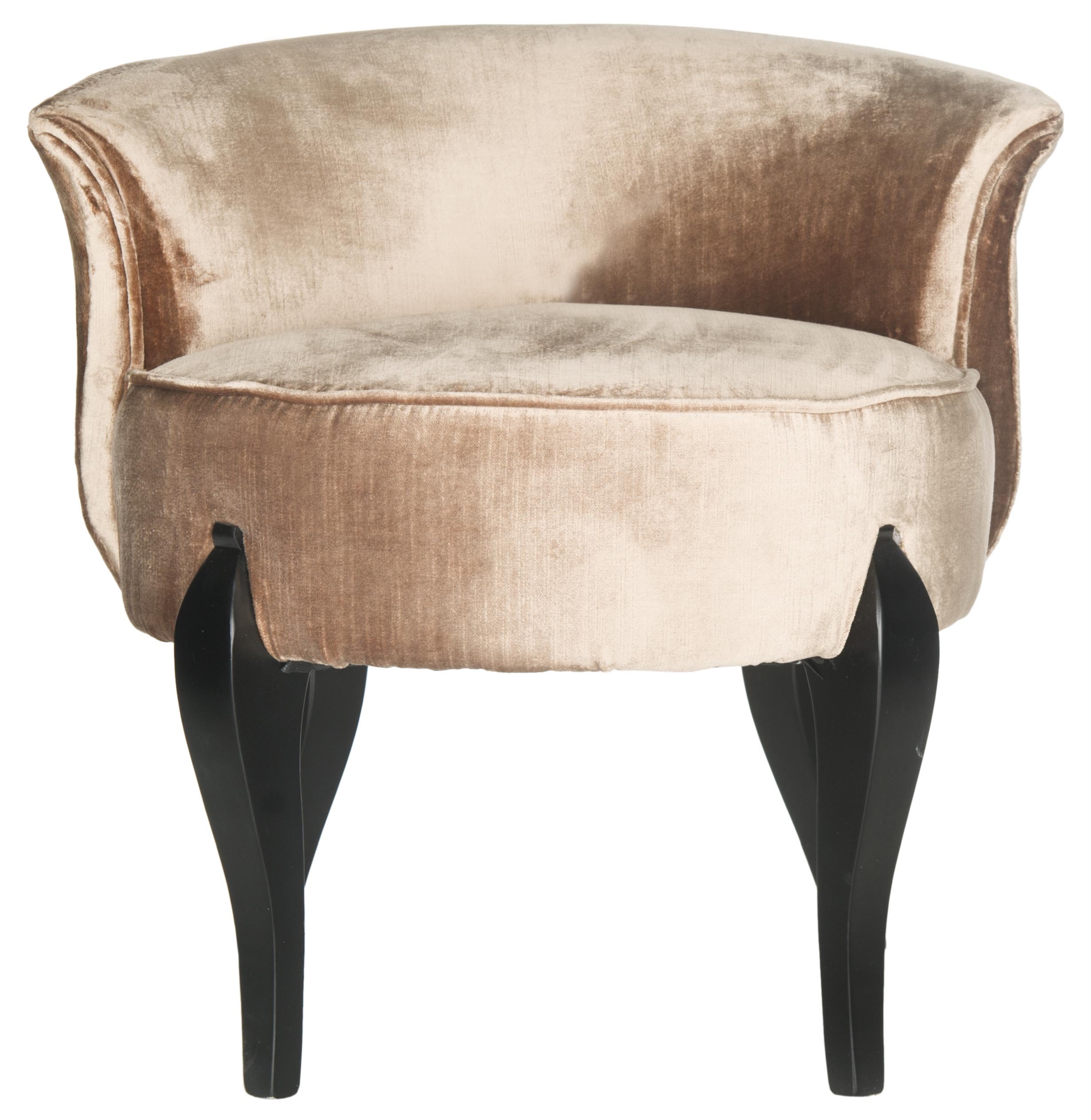Mora French Leg Linen Vanity Chair - Mink Brown/Black - Safavieh - Image 0