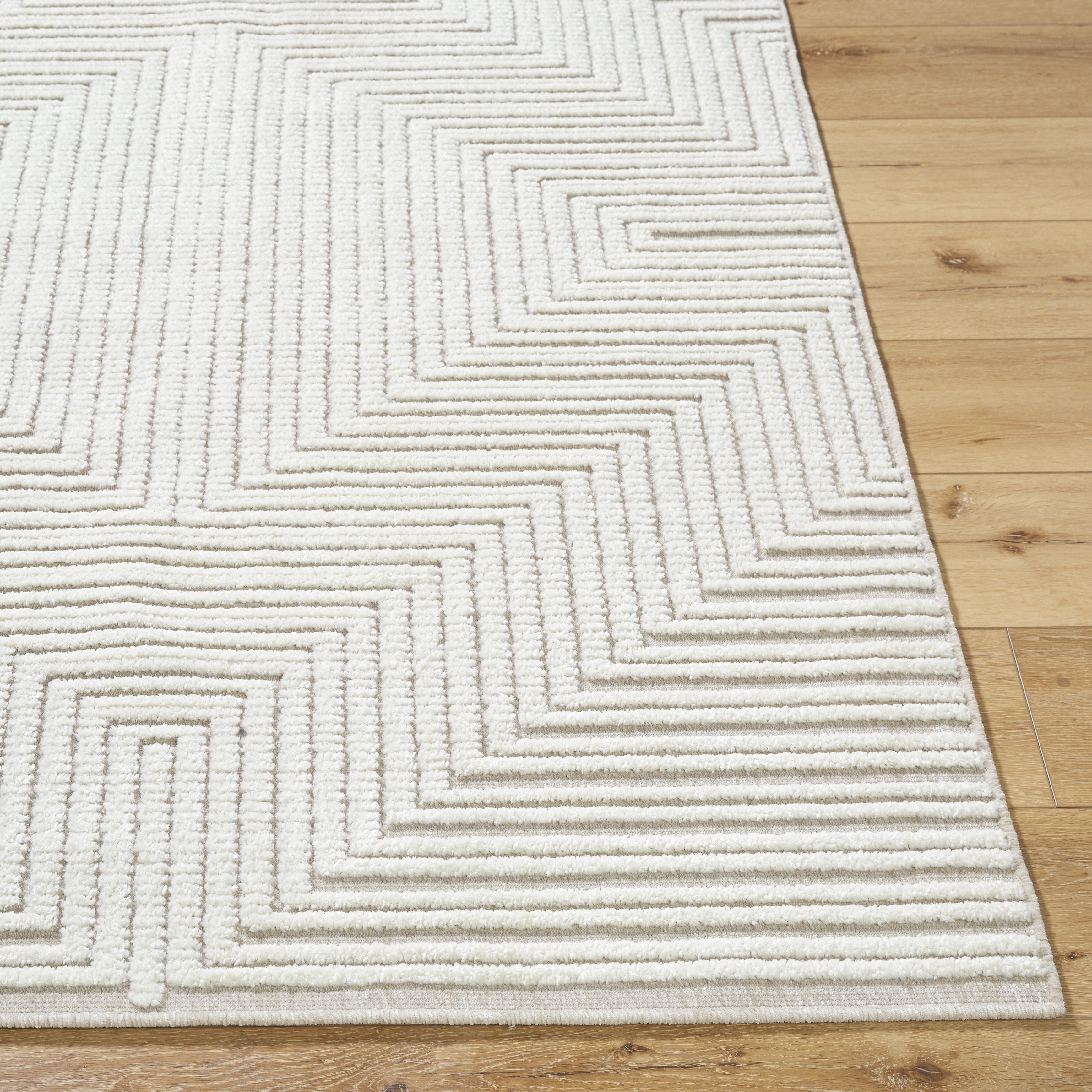 Lyna White Indoor 7'10" x 10'1" Machine Woven Rug - Image 1