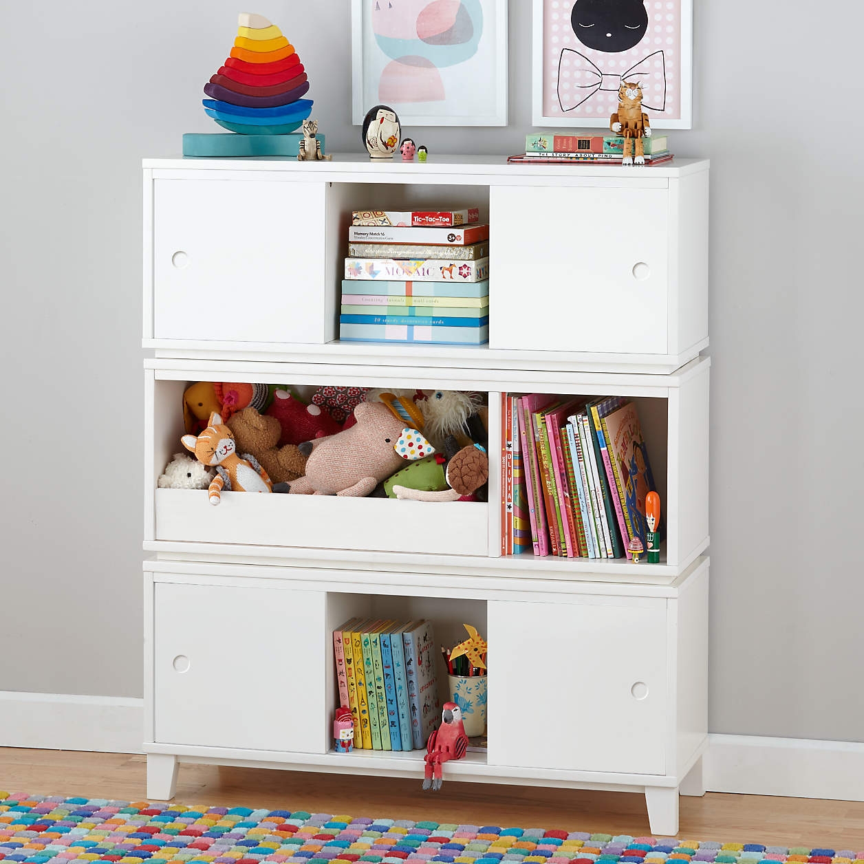 District 3-Cube Stackable Bookcase, Warm White - Image 4