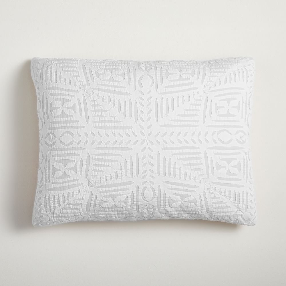 Reverse Applique Quilt, Standard Sham, White - Image 0