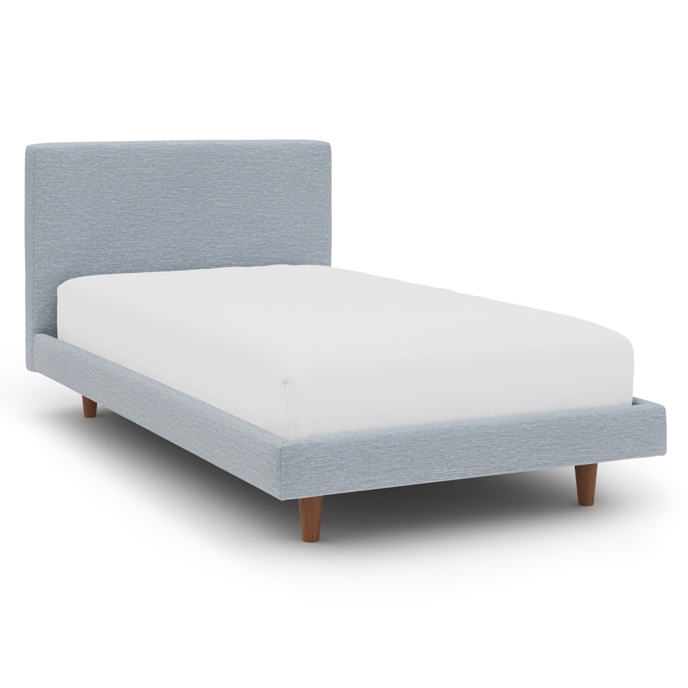 Tessu Twin Low Profile Upholstered Bed - Silver Light Blue - Image 1
