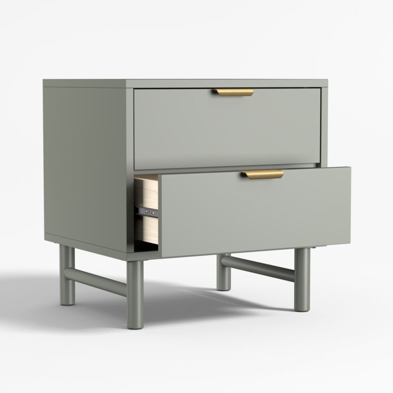 Classic Laurel Green Wood 2-Drawer Kids Nightstand - Image 4