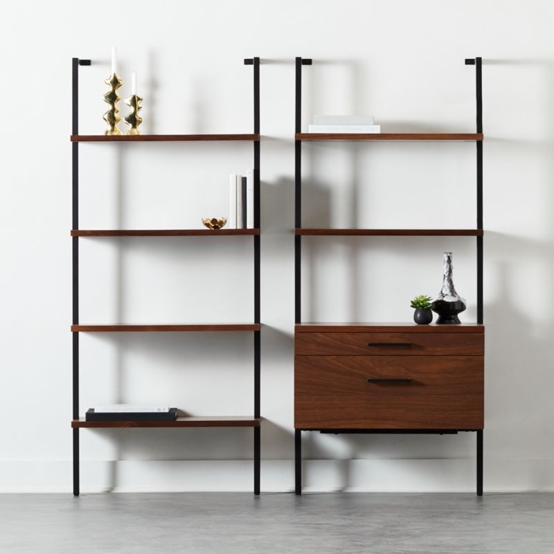 Helix Bookcase with 2-Drawers, Walnut, 70" - Image 2