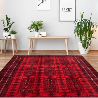 One-of-a-Kind Brantlie Hand-Knotted New Age 6'7" x 9'3" Wool Area Rug in Red - Image 0