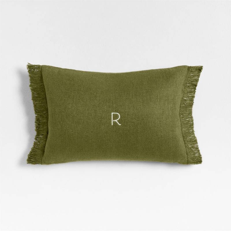 Casual Textured Fringe 24x16 Cyprus Green Throw Pillow with Feather Insert - Image 2