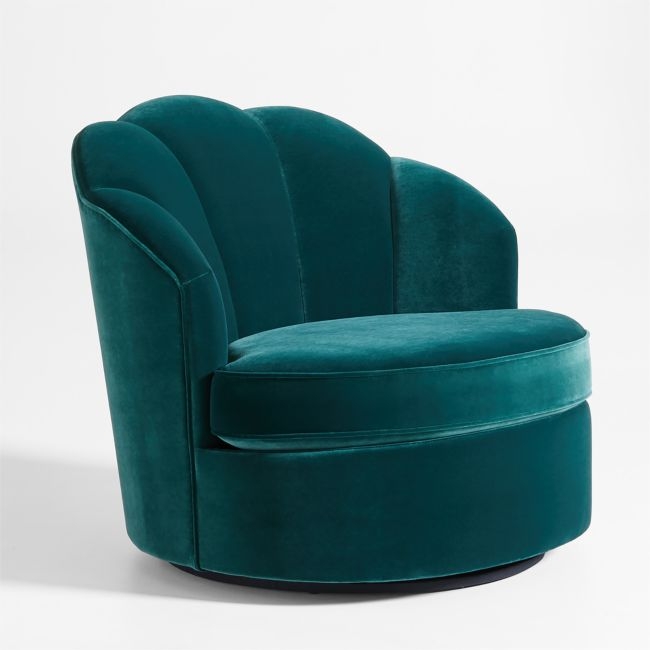Avery Emerald Velvet Nursery Swivel Chair - Image 0