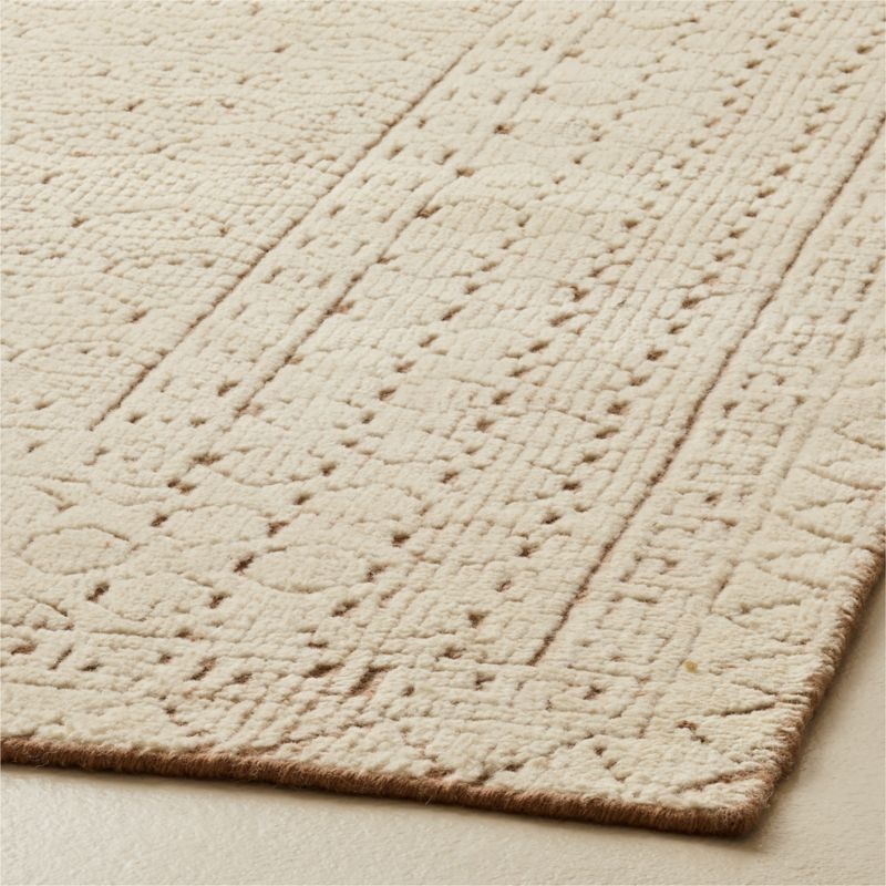 Calero Hand-Knotted Warm White New Zealand Wool Area Rug 5'X8' - Image 2