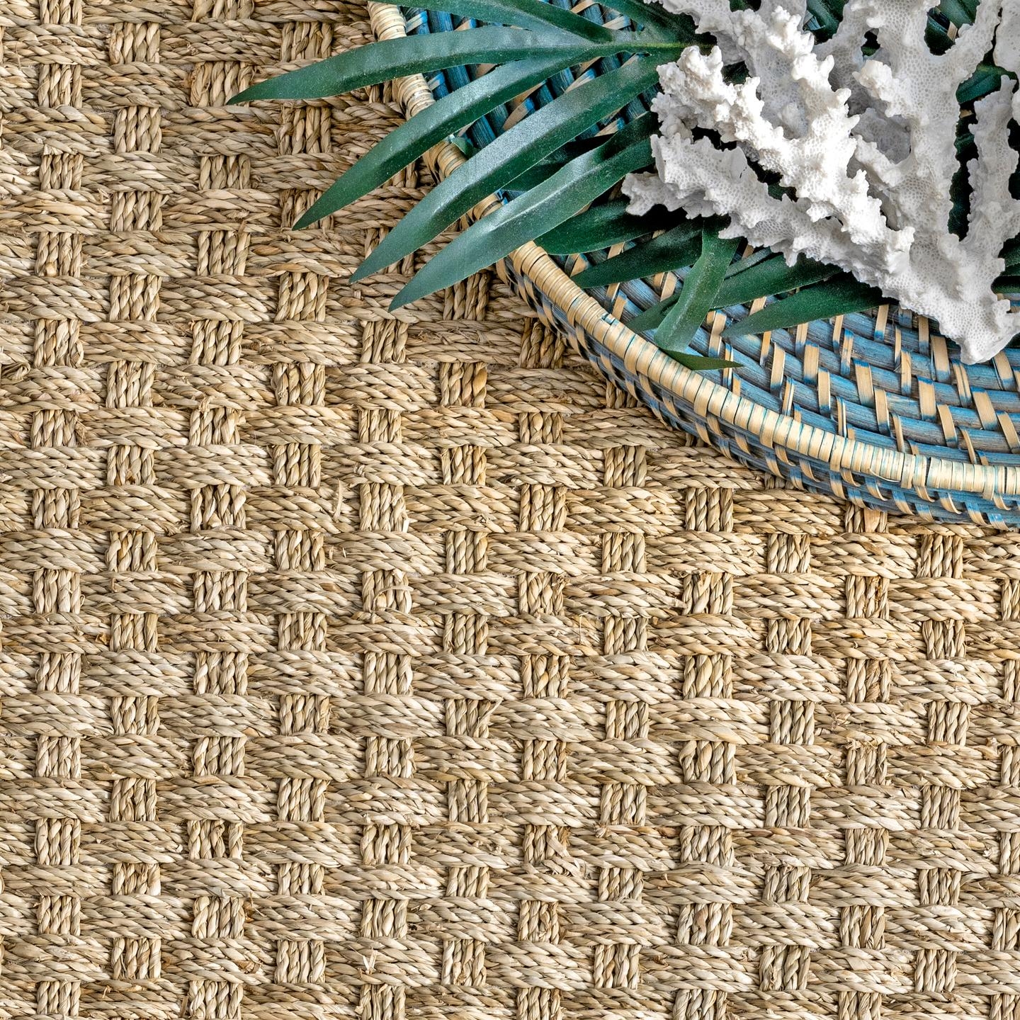 Hesse Checker Weave Seagrass Indoor/Outdoor Area Rug - Image 5