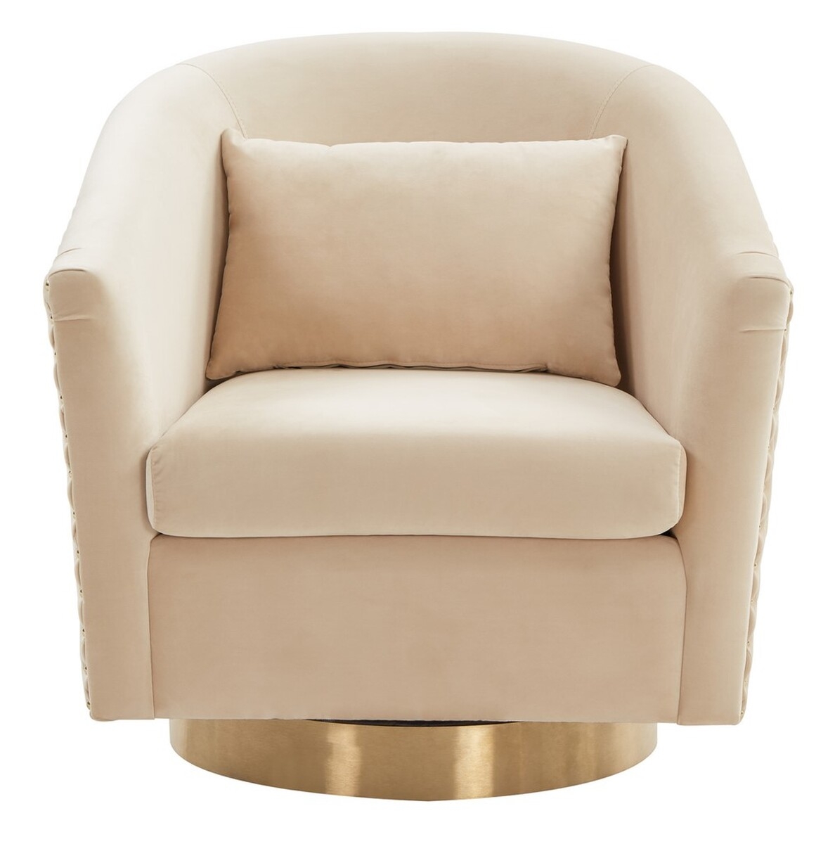 Clara Quilted Swivel Tub Chair - Cream - Image 0