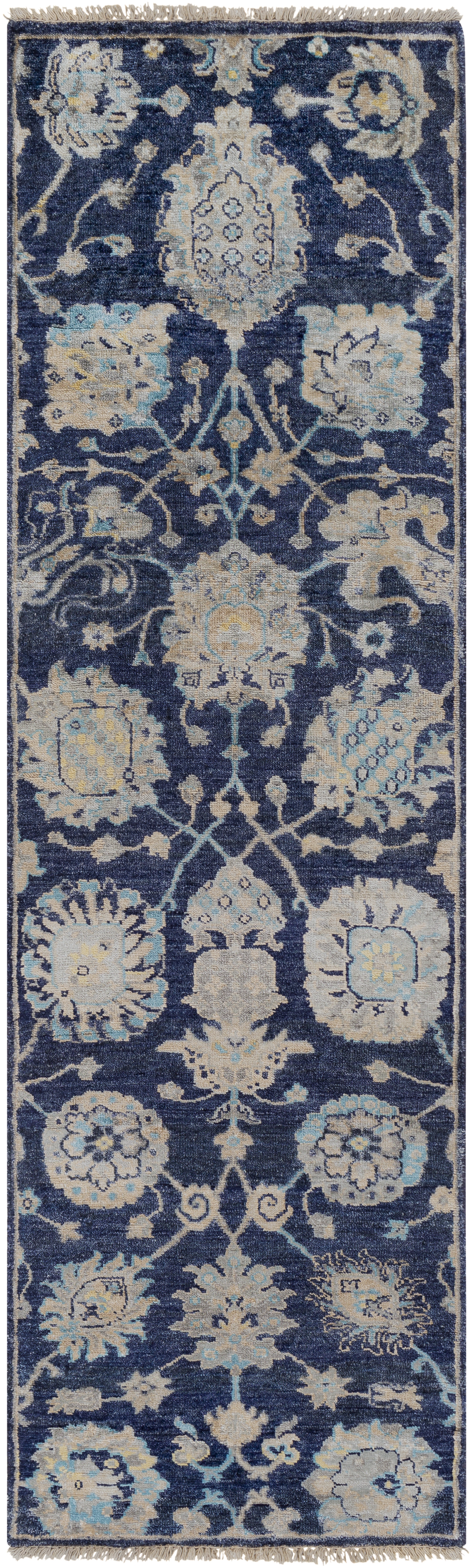 Theodora Blue Indoor 2'6" x 8' Handmade Rug - Image 0