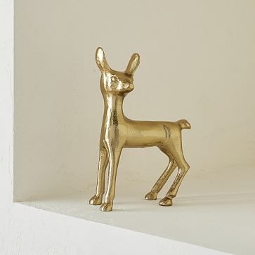 Vintage Cast Metal Deer, Polished Brass, B - Image 1
