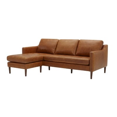 Benning 86" Wide Genuine Leather Reversible Sofa & Chaise with Ottoman - Image 1