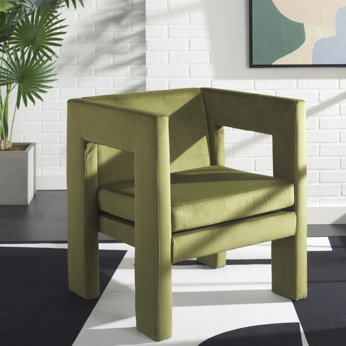 Vidar Accent Chair - Olive Green - Safavieh - Image 1