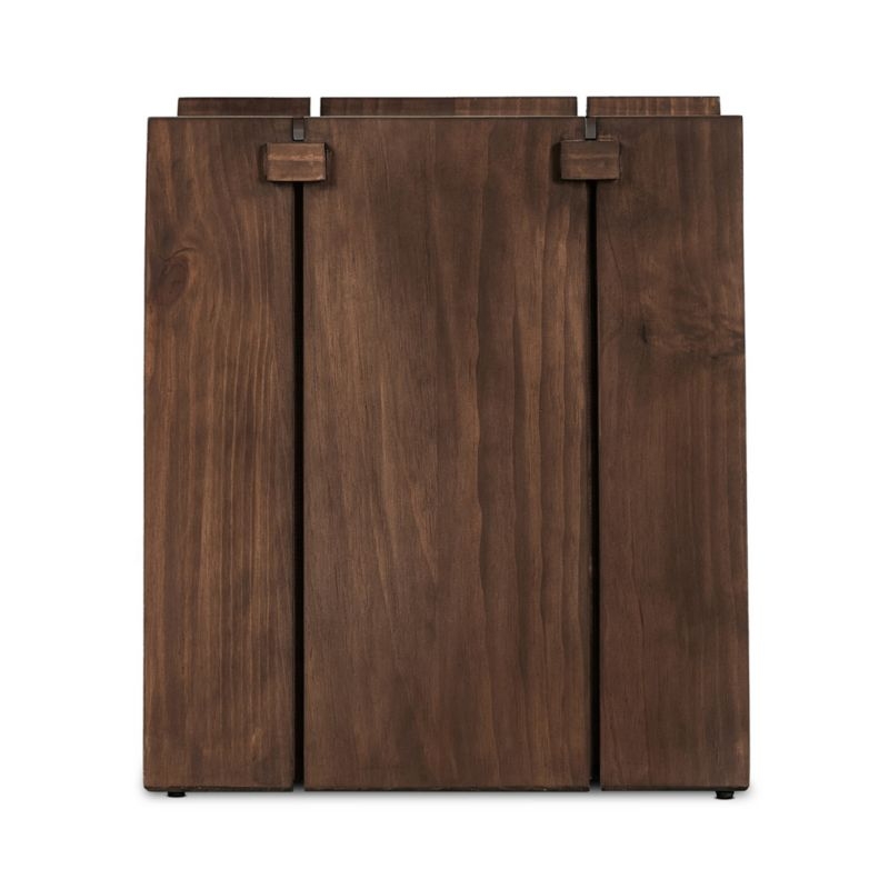 Oscar Brown Pine Wood Rectangular End Table - Image 4