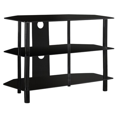 15.75" X 35.75" X 24" Black Metal Tempered Glass TV Stand - Image 0