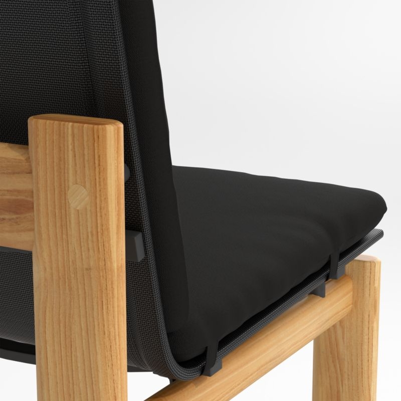 Anguilla Teak Outdoor Dining Side Chair with Black Cushions - Image 6