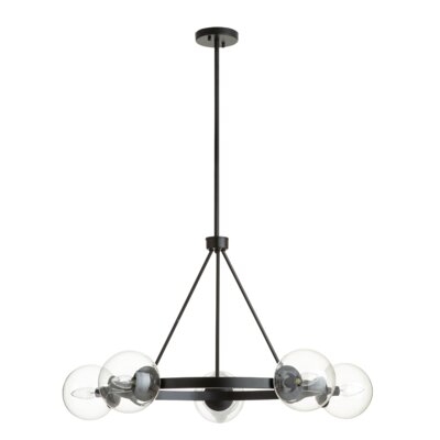 Chasitie 5 Light Black Chandelier With Clear Glass Shades - Image 0