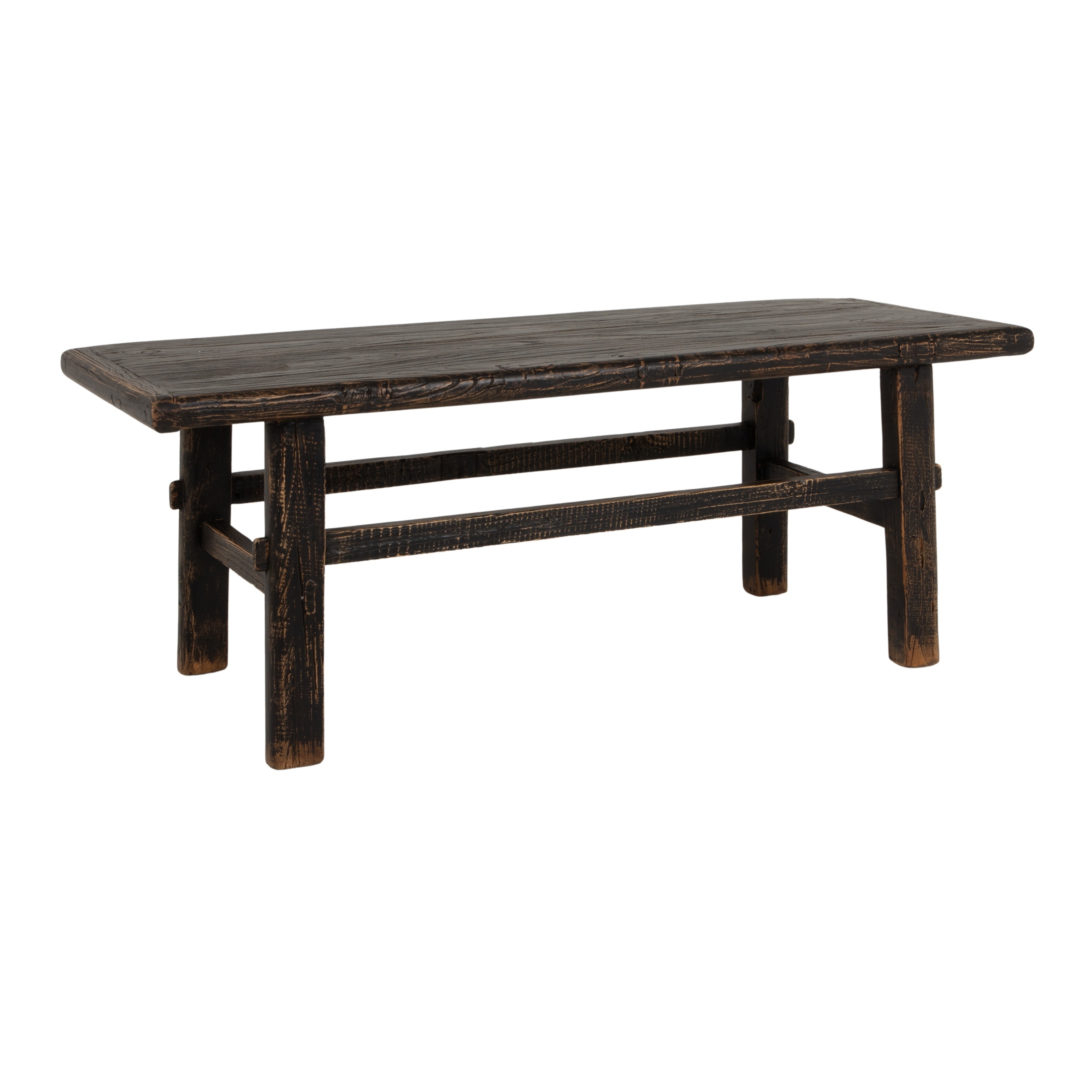 Reclaimed Elmwood Rectangular Coffee Table, Antique Brushed Black - Image 0