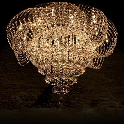 23.6" Modern Luxury Crystal Chandelier 3 Color Dimming LED Ceiling Lamp Flush Mount Crystal For Living Room Dining Room Hotel Lobby - Image 0