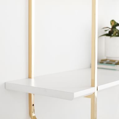 Metallic Trim Wall Bookcase, Gold/Simply White, 4-Shelf - Image 5