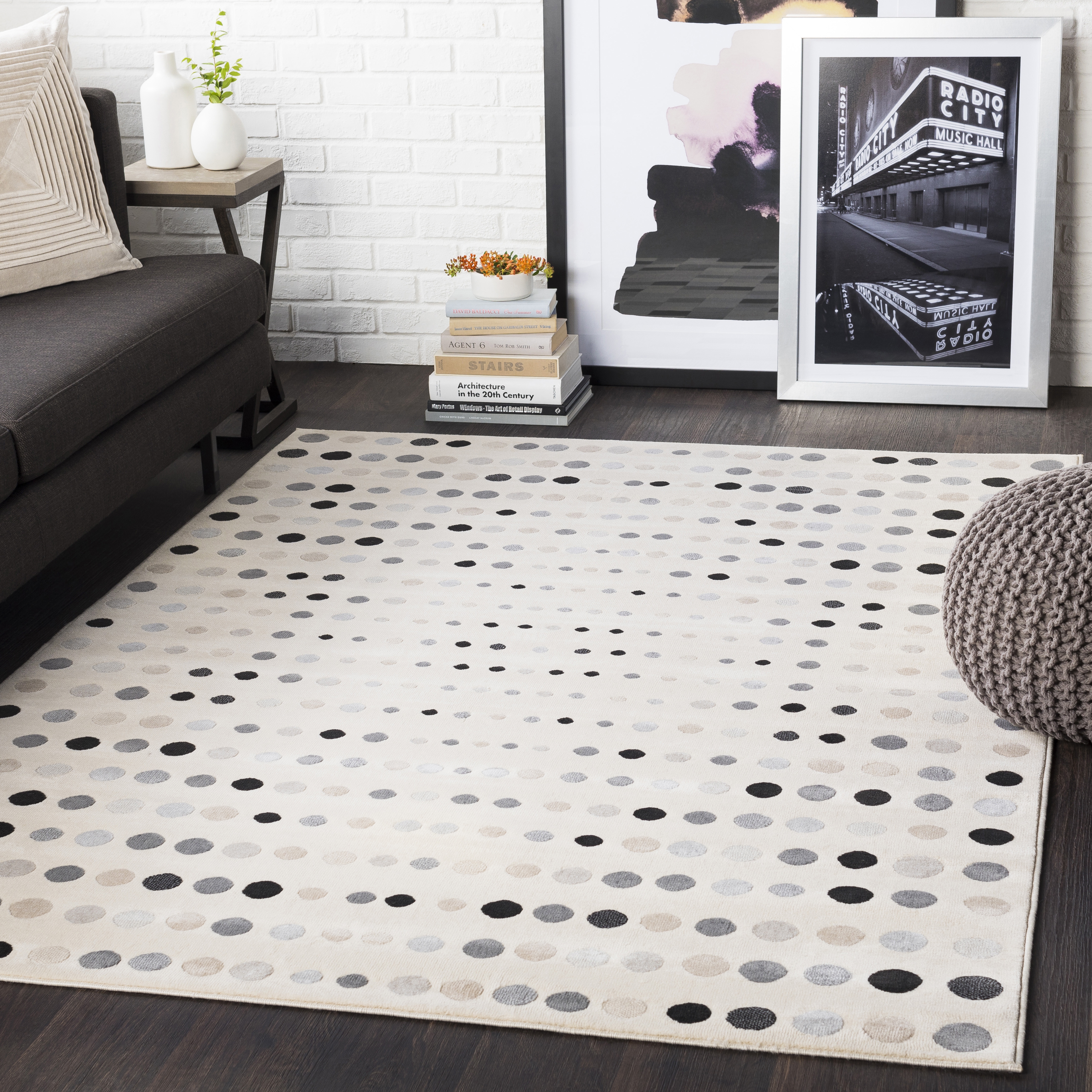 City Gray Indoor 2' x 2'11" Machine Woven Rug - Image 1