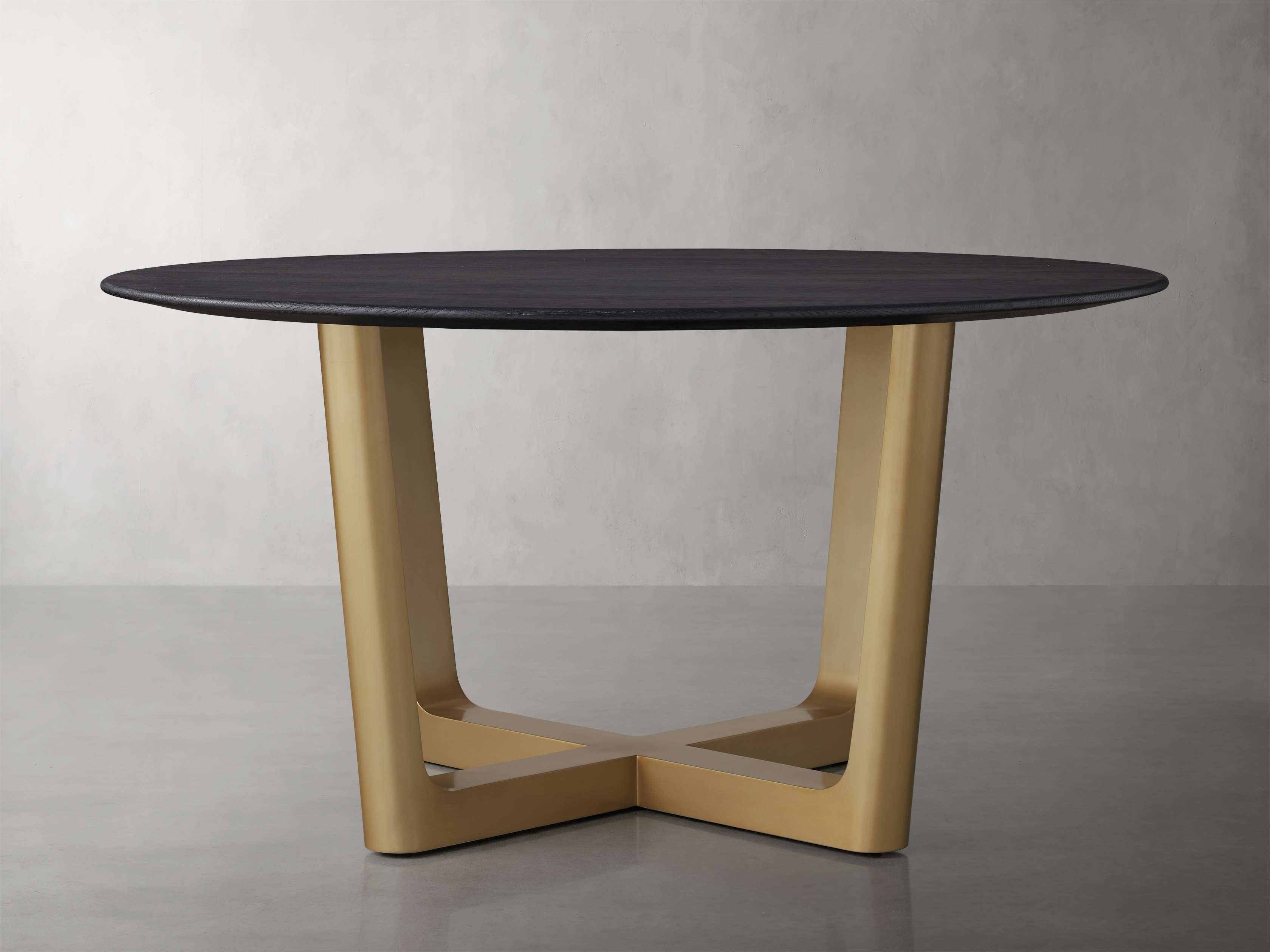 Saint Germain Round Dining Table with Rennes Base Wood in Black  Ebony/Antique Brass 54" - Image 0
