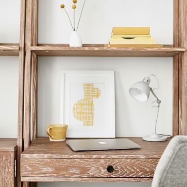 Highland Double Wall Desk & Narrow Bookshelf Set, Simply White/Weathered White - Image 2