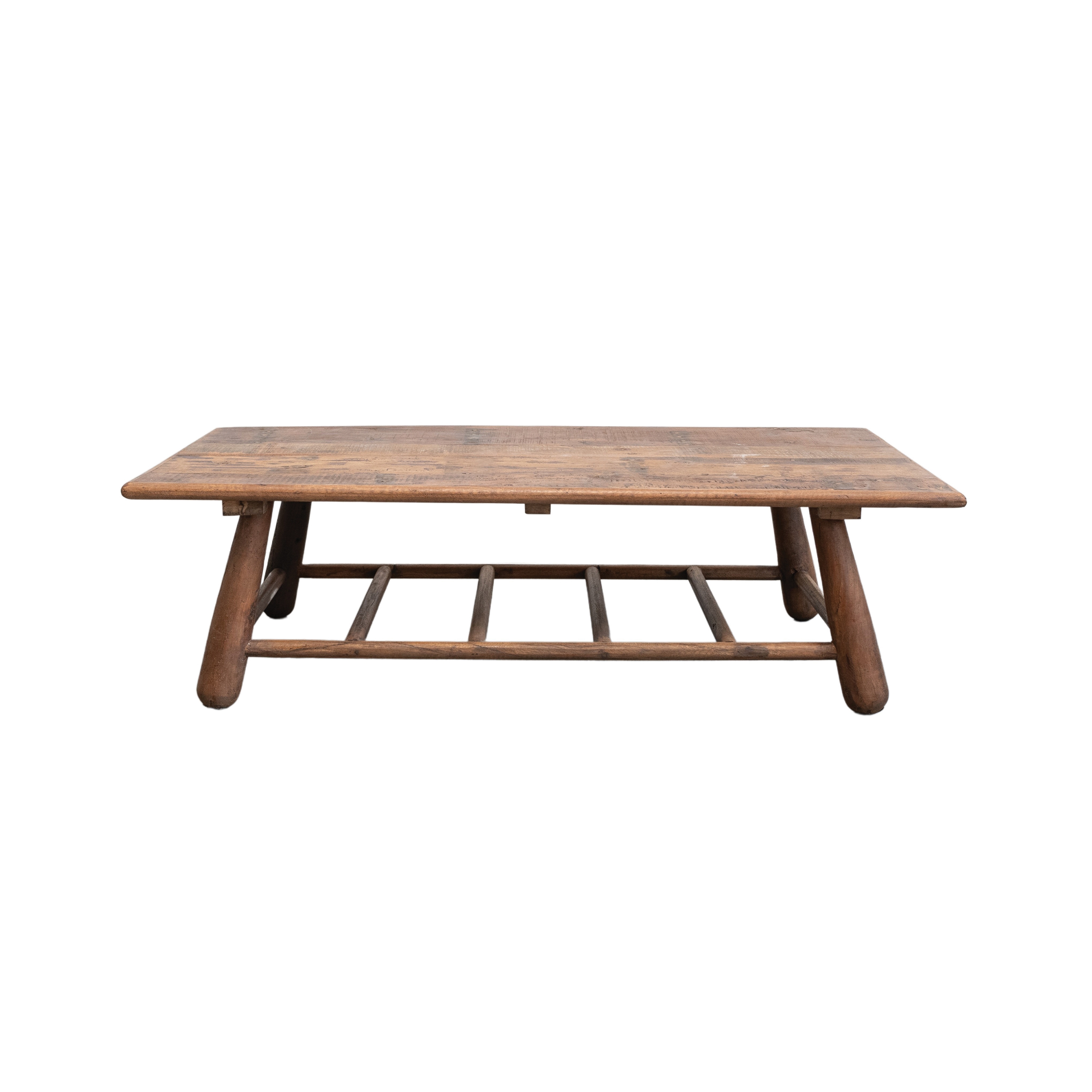 Reclaimed Wood Coffee Table with Slatted Shelf, Natural - Image 0