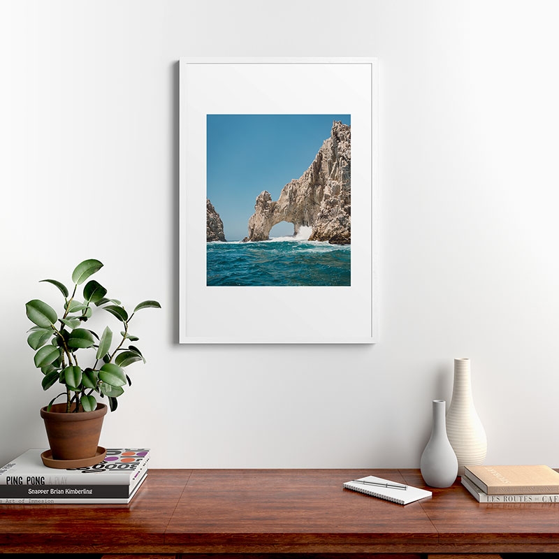 Arch Of Cabo San Lucas by Bethany Young Photography - Framed Art Print Modern White 24" x 36" - Image 1