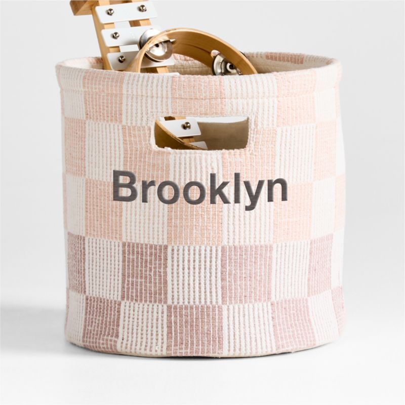 Hopscotch Elegant Pink and Classic Mauve Checkerboard Shelf Storage Bin - Image 5
