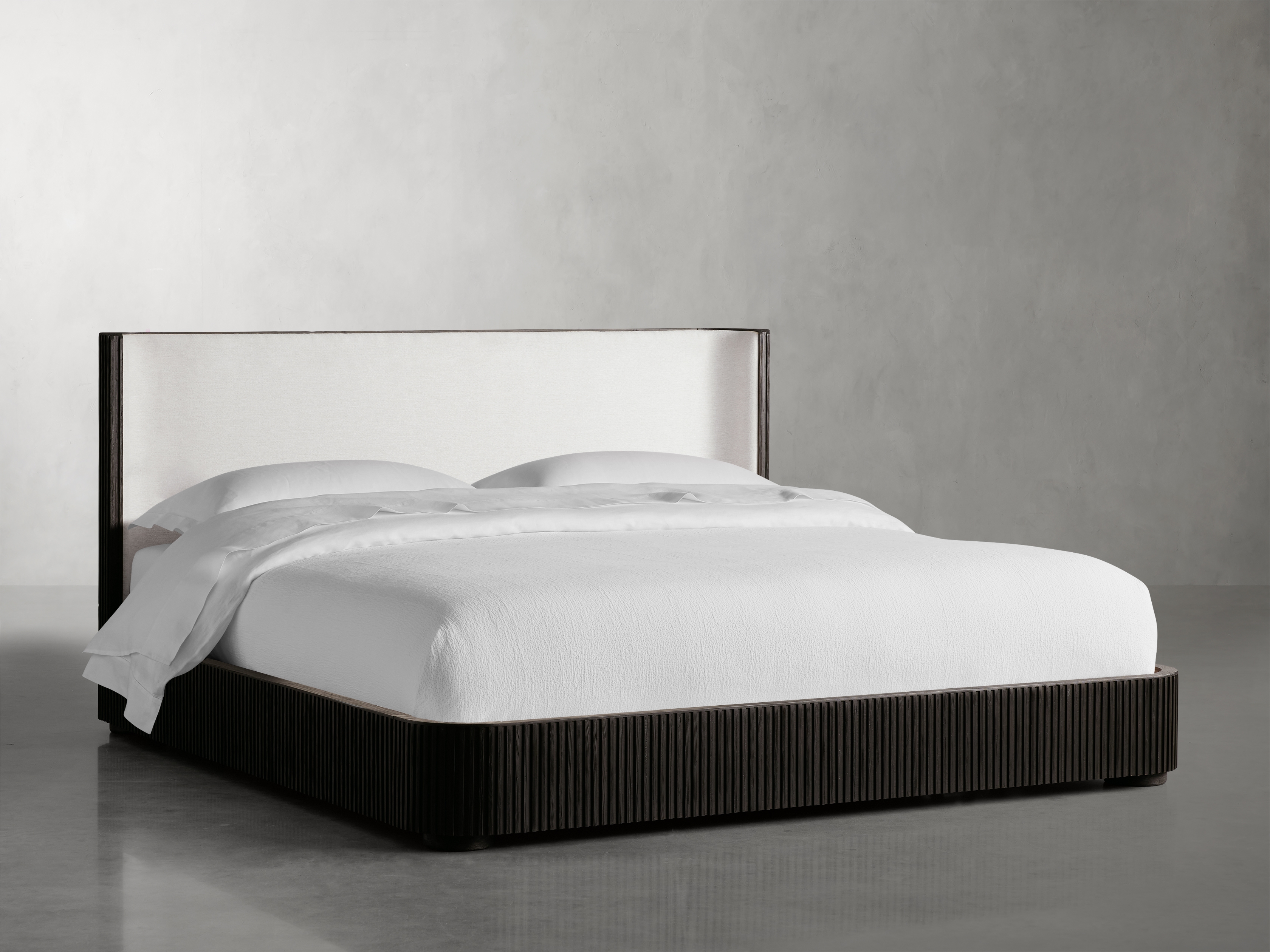 Finnley Bed in Upholstered King Black  Merritt Snow/Ebony - Image 0