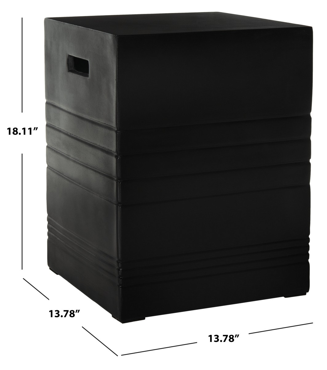 Deidara Concrete Accent Stool - Black - Safavieh - Image 7