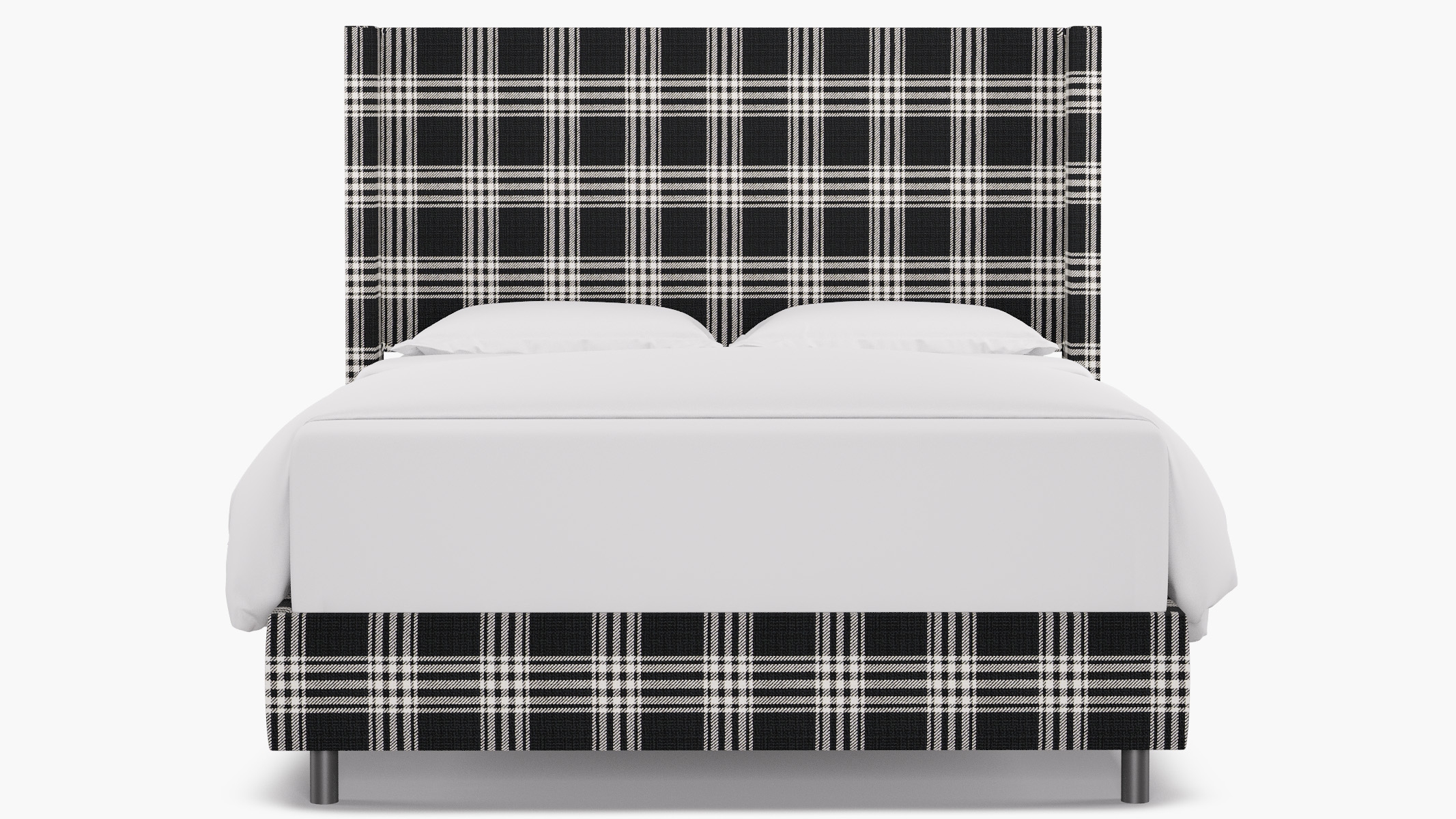 Modern Wingback Bed, Barnegat Plaid, Queen - Image 0