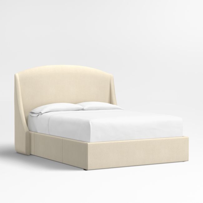 Lafayette 56" Ivory Upholstered Queen Headboard with Storage Bed Base - Image 0