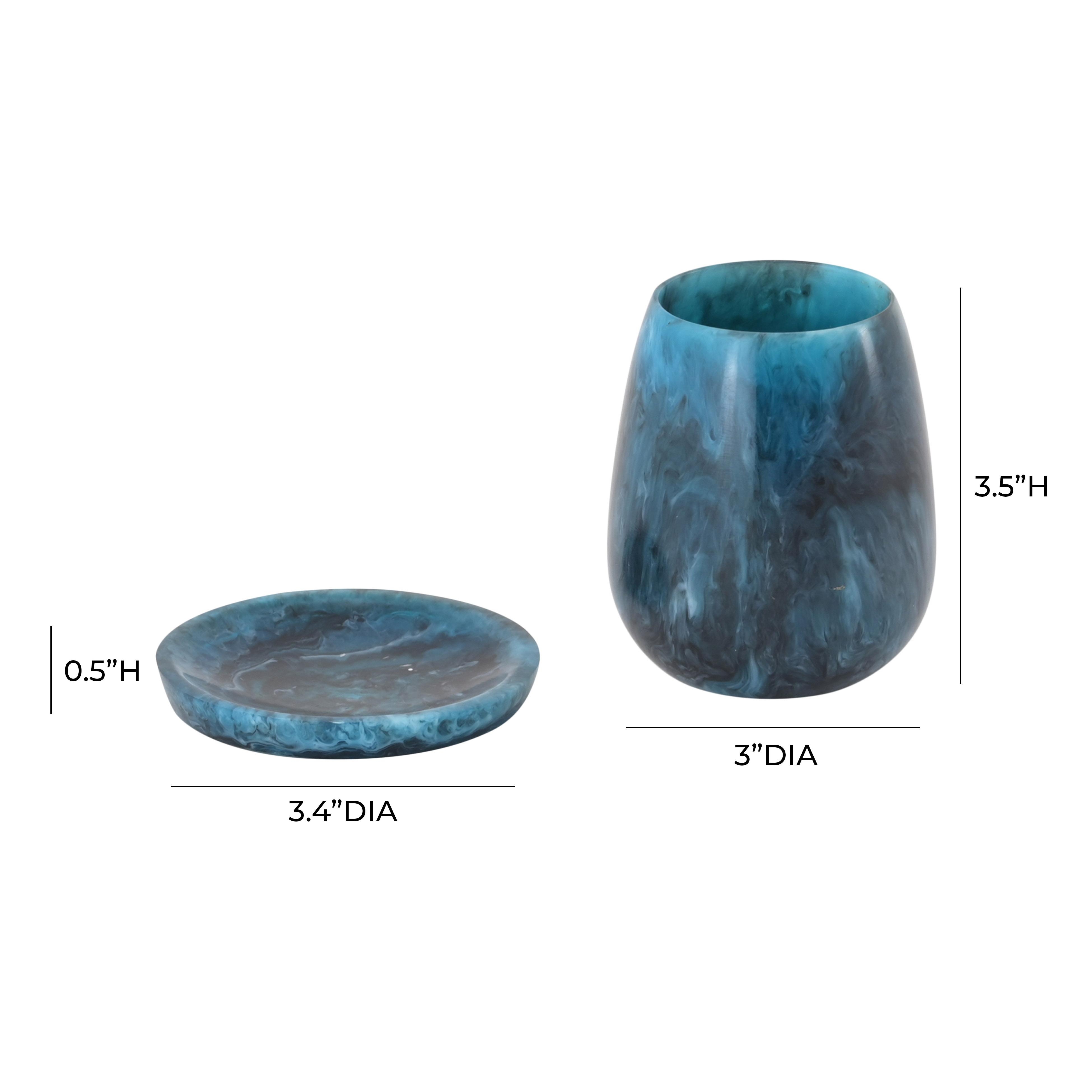 Rounded Blue Swirl Resin Kiddush Cup - Image 2