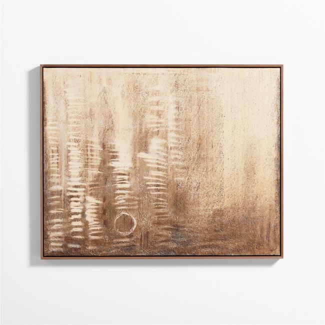 "Raku" by Edward View Brown Hand-Painted Canvas Textural 40"x50" Wall Art - Image 0
