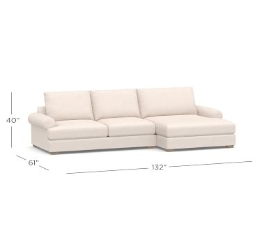 Canyon Roll Arm Upholstered Right Arm Loveseat with Double Wide Chaise SCT, Down Blend Wrapped Cushions, Performance Heathered Basketweave Platinum - Image 5