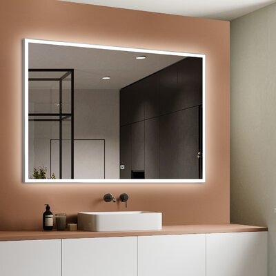 Ivy Bronx 48x27.5 Inch Bathroom Illuminated Led Lighted Vanity Mirror With Built-in Bluetooth Speaker, Dimming Function, Anti Fog And Touch Sensor Switch, 3000k Warm White+4000k Neutral White+6500k Cool White - Image 0