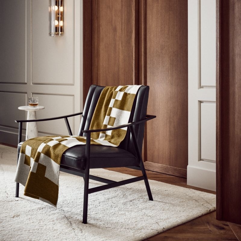 Check Tobacco Brown Merino Wool Throw Blanket 50"x70" - Image 4