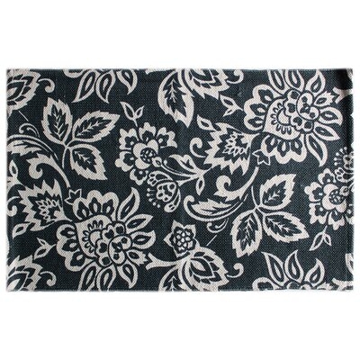Delinda Floral Hand-Knotted Cotton Black/White Indoor / Outdoor Area Rug - Image 0
