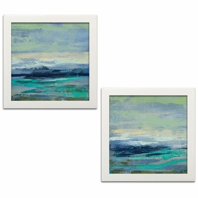 WAD-42185/42186-P Teal Wave I & II by Silvia Vassileva - 2 Piece Picture Frame Painting Set - Image 0