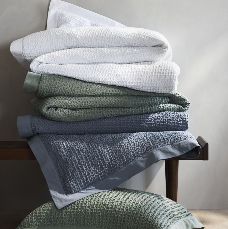 Organic Cotton Waffle Sage Shadow Green King Bed Pillow Sham - Image 4