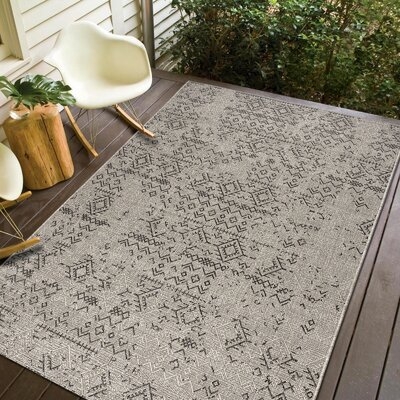 3'3" X 5' Quick Dry Transitional Grey Anthracite Indoor/Outdoor Rug - Image 0