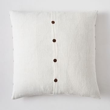 Cotton Silk Simple Stripe Pillow Cover, 24"x24", White - Image 1